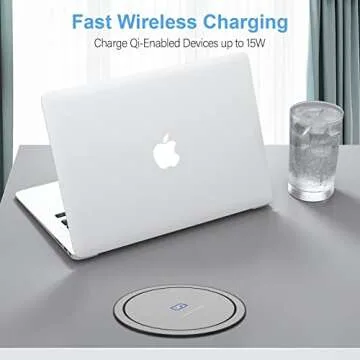 Automatic Pop up Power Outlet with Wireless Charger for Countertops