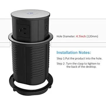 Automatic Pop up Power Outlet with Wireless Charger for Countertops