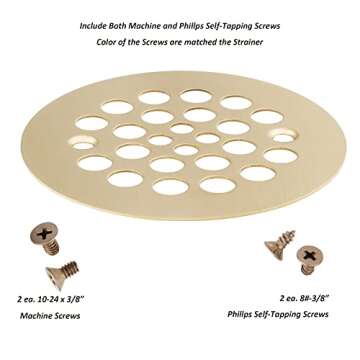 Artiwell 4-1/4“ Shower Strainer Drain Trim Set, Screw-in Shower Strainer Drain Cover, Plastic-Oddities Style Replacement Strainer Grid,Machine & Self-Tapping Screws Included (Champagne Bronze)