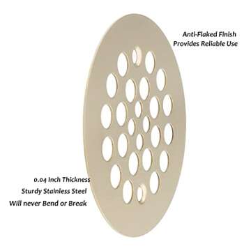 Artiwell 4-1/4“ Shower Strainer Drain Trim Set, Screw-in Shower Strainer Drain Cover, Plastic-Oddities Style Replacement Strainer Grid,Machine & Self-Tapping Screws Included (Champagne Bronze)