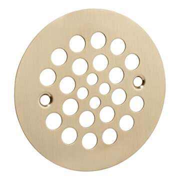 Artiwell 4-1/4“ Shower Strainer Drain Trim Set, Screw-in Shower Strainer Drain Cover, Plastic-Oddities Style Replacement Strainer Grid,Machine & Self-Tapping Screws Included (Champagne Bronze)