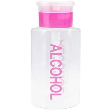 Beauticom 9 oz Alcohol Labeled Push Down Liquid Pumping Dispenser Empty Bottle, Professional, Personal, Laboratory, Dentist, Salon, Nail Care, Hospital use (9 oz, Gray w/Alcohol Imprinted)