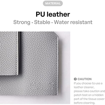 carrotez Tissue Box Cover, [Refined] Modern PU Leather Square Tissue Box Holder - Decorative Holder/Organizer for Bathroom Vanity Countertop, Night Stands, Office Desk & Car 5"X5"X5" - Pastel Grey