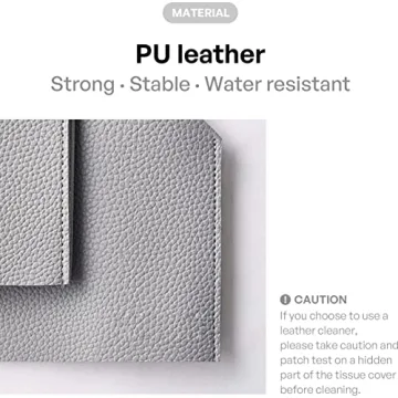 carrotez Tissue Box Cover, [Refined] Modern PU Leather Square Tissue Box Holder - Decorative Holder/Organizer for Bathroom Vanity Countertop, Night Stands, Office Desk & Car 5"X5"X5" - Pastel Grey