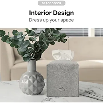 carrotez Tissue Box Cover, [Refined] Modern PU Leather Square Tissue Box Holder - Decorative Holder/Organizer for Bathroom Vanity Countertop, Night Stands, Office Desk & Car 5"X5"X5" - Pastel Grey