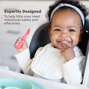 ezpz Tiny Spoon (2 Pack in Coral) - 100% Silicone Baby Spoon for Baby Led Weaning + Purees - 6 Months + - Designed by a Pediatric Feeding Specialist - Baby Essentials & Baby Gifts