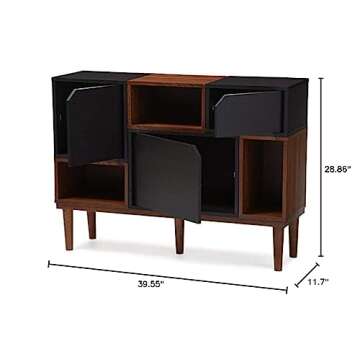 Baxton Furniture Studios Anderson Mid-Century Retro Modern Oak and Wood Sideboard Storage, Espresso