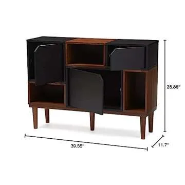 Baxton Furniture Studios Anderson Mid-Century Retro Modern Oak and Wood Sideboard Storage, Espresso