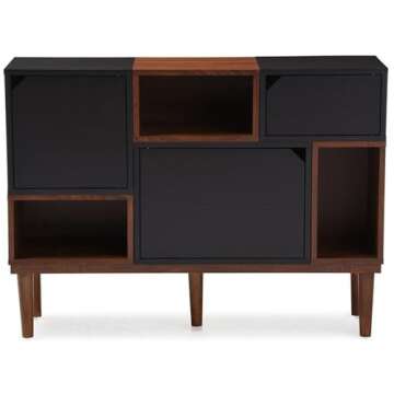 Baxton Furniture Studios Anderson Mid-Century Retro Modern Oak and Wood Sideboard Storage, Espresso