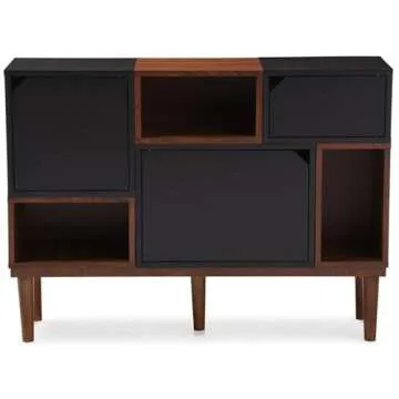 Baxton Furniture Studios Anderson Mid-Century Retro Modern Oak and Wood Sideboard Storage, Espresso