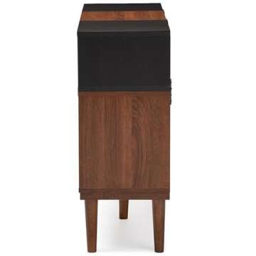 Baxton Furniture Studios Anderson Mid-Century Retro Modern Oak and Wood Sideboard Storage, Espresso