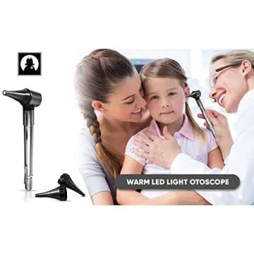 Third Generation Dr Mom Slimline Stainless LED Pocket Otoscope with Soft White Natural Hue Light Spectrum in Clamshell Packaging