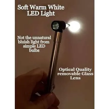 Third Generation Dr Mom Slimline Stainless LED Pocket Otoscope with Soft White Natural Hue Light Spectrum in Clamshell Packaging