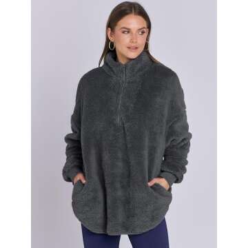 ANRABESS Women's Zip Up Sweatshirt Sherpa Fuzzy Fleece Hoodies Cozy Pullover Soft Sweaters Tops 2024...