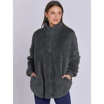 ANRABESS Women's Zip Up Sweatshirt Sherpa Fuzzy Fleece Hoodies Cozy Pullover Soft Sweaters Tops 2024...