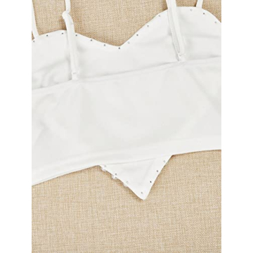 WDIRARA Women's Chic Pearls Sleeveless Crop Top