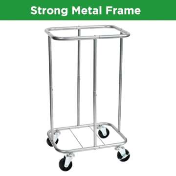 Laundry Basket with Wheels, Rolling Laundry Hamper with Removable Bag, 100L Laundry Sorter Cart, Narrow Slim Clothes Hamper Organizer with Sturdy Metal Frame, Black+Silver