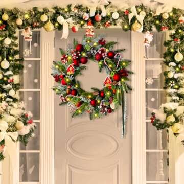 Handcrafted 20" Christmas Wreaths for Festive Decor