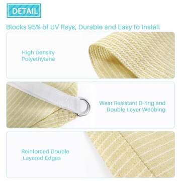 Coarbor 3' x 3' Sun Shade Sail Rectangle Canopy Outdoor Sunshine Block Shade Cover for Patio Backyar...