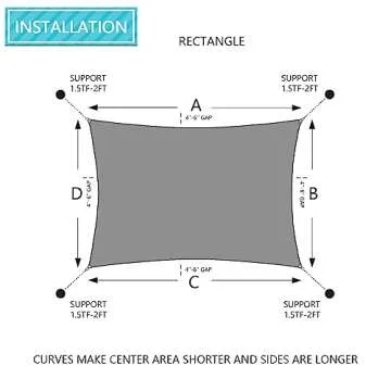 Coarbor 3' x 3' Sun Shade Sail Rectangle Canopy Outdoor Sunshine Block Shade Cover for Patio Backyard Lawn Garden Outdoor Deck (Beige)