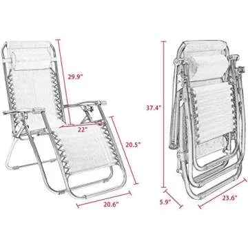 Homall Zero Gravity Chair Patio Folding Lawn Lounge Chairs Outdoor Lounge Gravity Chair Camp Reclining Lounge Chair with Pillows for Poolside Backyard and Beach Set of 2 (Dark Black)