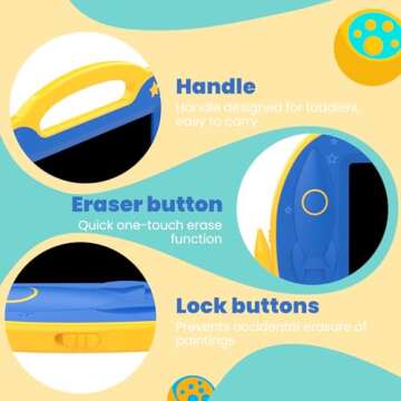 LCD Kids Drawing Tablet, GUYUCOM Colorful Doodle Board for Toddler 3 4 5 6 Years Old, Writing Tablet Bluey Educational Toy Travel Essentials, Christmas Birthday Gift Presents for Boy/Girl(Blue/Yellow)