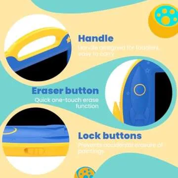 LCD Kids Drawing Tablet, GUYUCOM Colorful Doodle Board for Toddler 3 4 5 6 Years Old, Writing Tablet Bluey Educational Toy Travel Essentials, Christmas Birthday Gift Presents for Boy/Girl(Blue/Yellow)