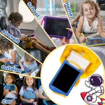 LCD Kids Drawing Tablet, GUYUCOM Colorful Doodle Board for Toddler 3 4 5 6 Years Old, Writing Tablet Bluey Educational Toy Travel Essentials, Christmas Birthday Gift Presents for Boy/Girl(Blue/Yellow)
