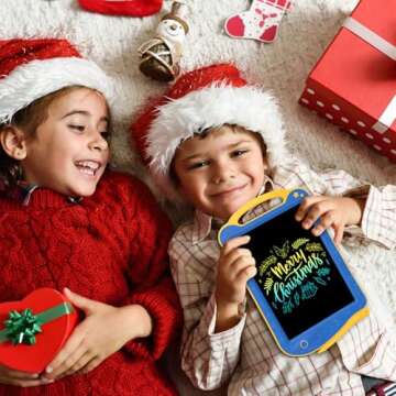 LCD Kids Drawing Tablet, GUYUCOM Colorful Doodle Board for Toddler 3 4 5 6 Years Old, Writing Tablet Bluey Educational Toy Travel Essentials, Christmas Birthday Gift Presents for Boy/Girl(Blue/Yellow)