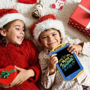LCD Kids Drawing Tablet, GUYUCOM Colorful Doodle Board for Toddler 3 4 5 6 Years Old, Writing Tablet Bluey Educational Toy Travel Essentials, Christmas Birthday Gift Presents for Boy/Girl(Blue/Yellow)