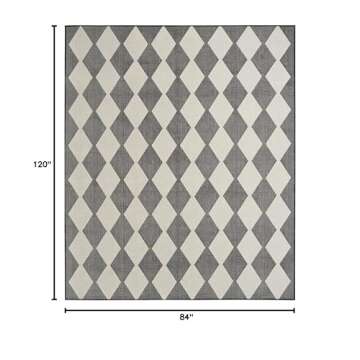 Nourison Positano Indoor/Outdoor Black 7' x 10' Area Rug, Easy Cleaning, Non Shedding, Bed Room, Liv...