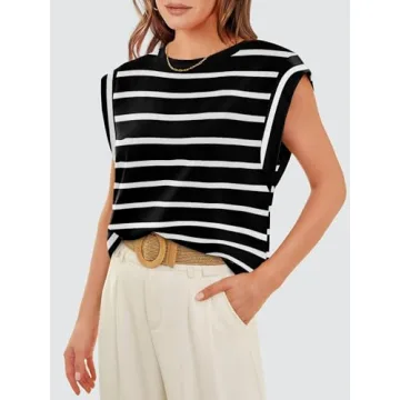 Chic Black and White Cap Sleeve Top for Women