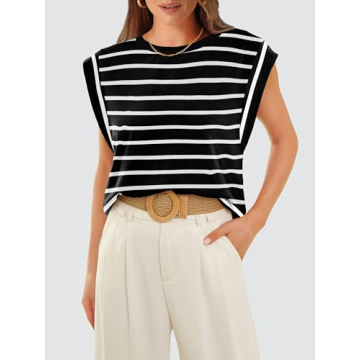 Chic Black and White Cap Sleeve Top for Women