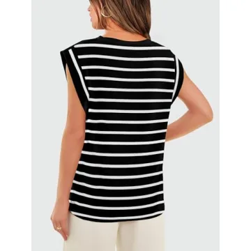 Chic Black and White Cap Sleeve Top for Women
