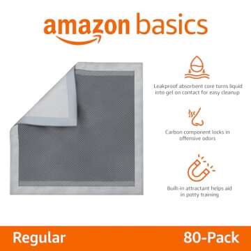 Amazon Basics Dog and Puppy Pee Pads with 5-Layer Leak-Proof Design and Quick-Dry Surface for Potty ...