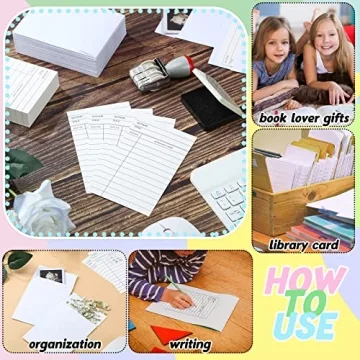 Teling Library Cards Set for Book Lovers 202 Pieces Personal Kit
