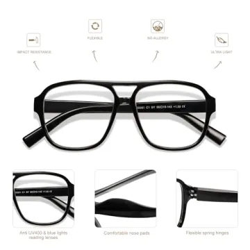 AMOMOMA Blue Light Blocking Aviator Reading Glasses 3 Pack