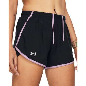 Under Armour Women’s Fly by Shorts - Black/Purple Ace in Medium