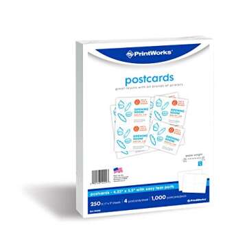 PrintWorks Heavyweight Printable Postcards for Mailings, Flashcards, and More, 67lb/147gsm, 4 Cards ...