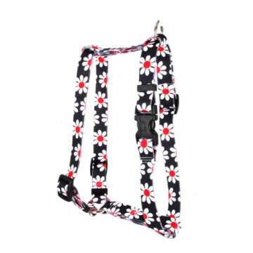 Comfortable Yellow Dog Design Pet Harness for Small/Medium Dogs in Black Daisy