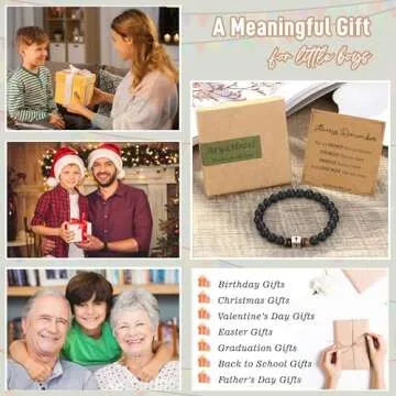 Gifts for Kids Boys Basket Stuffers Cool Beaded Cross Bracelet Ages 6 7 8 Year Old Boy Gifts Ideas Son Grandson Nephew Birthday Confirmation Stocking Stuffers, 6.3"