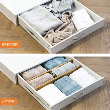 Bamboo Drawer Dividers, Adjustable & Spring Loaded for Ease