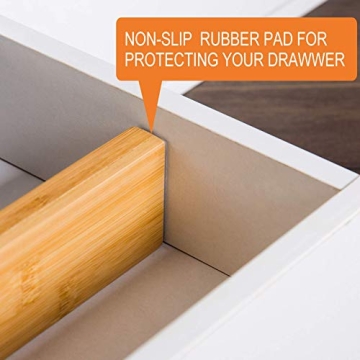 Bamboo Drawer Dividers, Adjustable & Spring Loaded for Ease