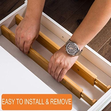 Bamboo Drawer Dividers, Adjustable & Spring Loaded for Ease