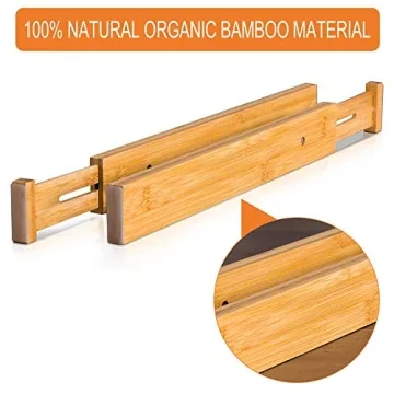 Bamboo Drawer Dividers, Adjustable & Spring Loaded for Ease