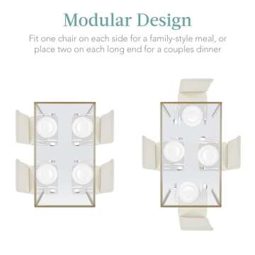 Best Choice Products 5-Piece Glass Dining Set, Modern Kitchen Table Furniture for Dining Room, Dinette, Compact Space-Saving w/Glass Tabletop, 4 Upholstered PU Chairs, Metal Steel Frame - Ivory/Gold