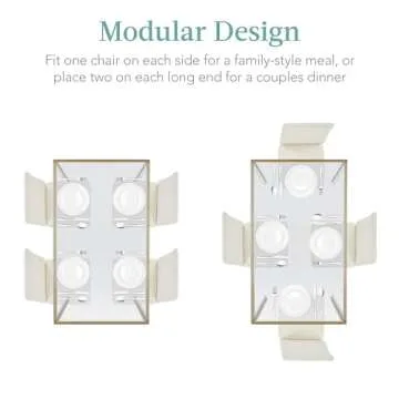 Best Choice Products 5-Piece Glass Dining Set, Modern Kitchen Table Furniture for Dining Room, Dinette, Compact Space-Saving w/Glass Tabletop, 4 Upholstered PU Chairs, Metal Steel Frame - Ivory/Gold