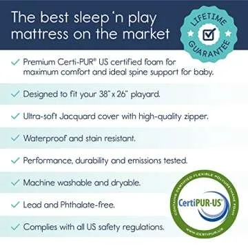 hiccapop Tri-fold Pack and Play Mattress Pad for Travel (38"x26"x2.75") with Carry Bag, Playard Mattress for Pack and Play, Pack N Play Mattress Topper with Washable Cover, 2.75" Thick