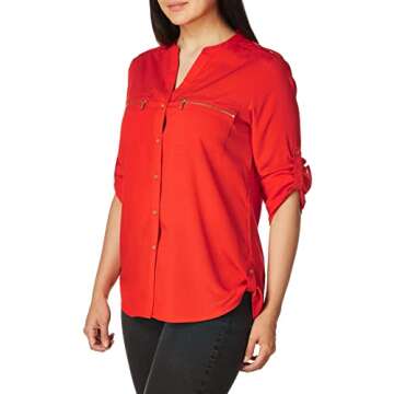 Calvin Klein Women's Modern Essential Button Front Blouse
