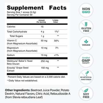 humanN SuperBeets Immune Powder - Grape Seed Extract and Wellmune® Beta Glucans - Cranberry Cherry Flavor, 5.5-Ounce